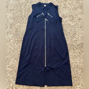 VENUS Navy Sleeveless Dress with Zipper Details